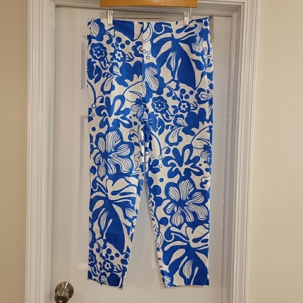 Zara high rise tropical pants floral blue size 1x 46 NWT